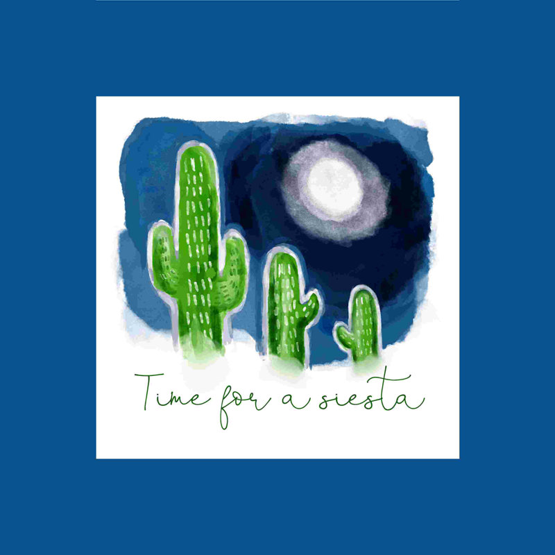 Siesta cactus - peinture sur toile tendue, L 12 po x H 12 po
