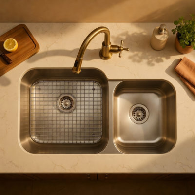 Grille d'évier de cuisine en acier inoxydable Whitehaus pour évier modèle WHNDBU3318