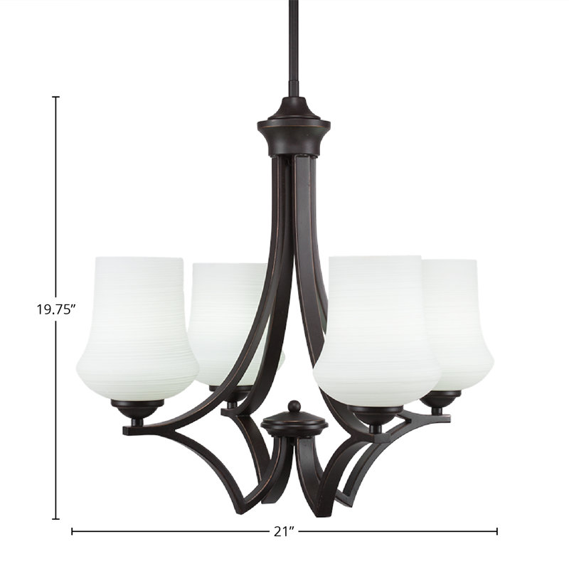 Zilo 4 Light Uplight Chandelier Shown In Dark Granite Finish With 5.5" Zilo Cayenne Linen Glass, Dark Granite, Cayenne