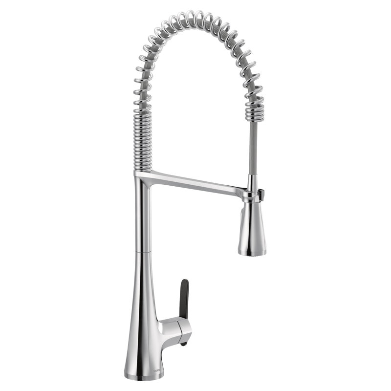 Sinema Pre-Rinse High Arc Spring Pull Down Single Handle Kitchen Faucet, Chrome