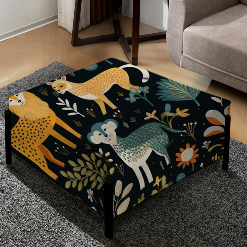 Devane Maumelle Safari, motif tropical pour enfants - grand repose-pieds carré imprimé animal