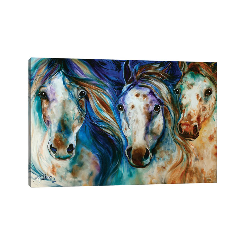 3 Wild Appaloosa Horses by Marcia Baldwin - Wrapped Canvas Painting, 101.6 cm H x 66.04 cm W x 3.175 cm D