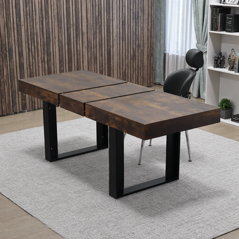 Table de salle à manger extensible Modern Farmhouse - 6 à 10 places, brun rustique foncé