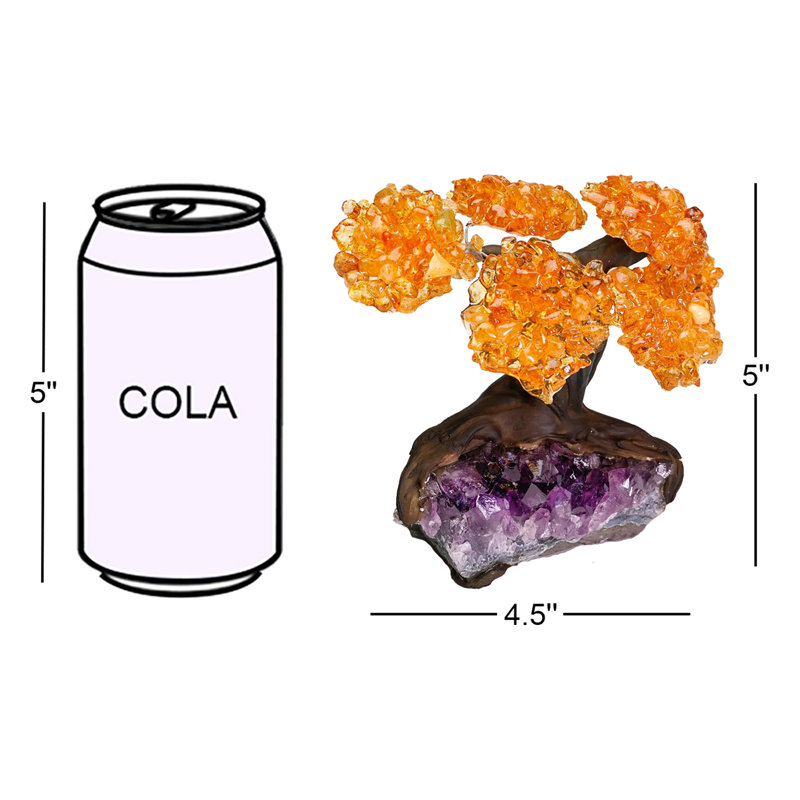 Small Genuine Citrine Clustered Gemstone Tree on Amethyst Matrix (The Money Tree)