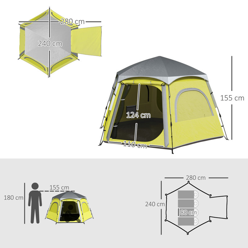 3 Person Tent, Yellow