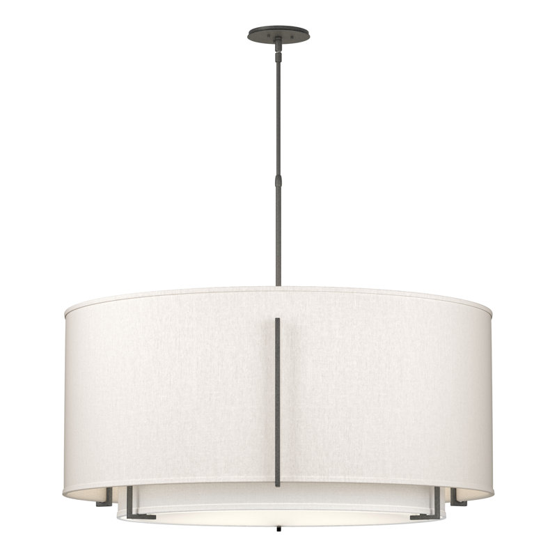 Exos Drum Chandelier, Flax, 54.9" H x 31.3" W x 31.3" D, Vintage Platinum