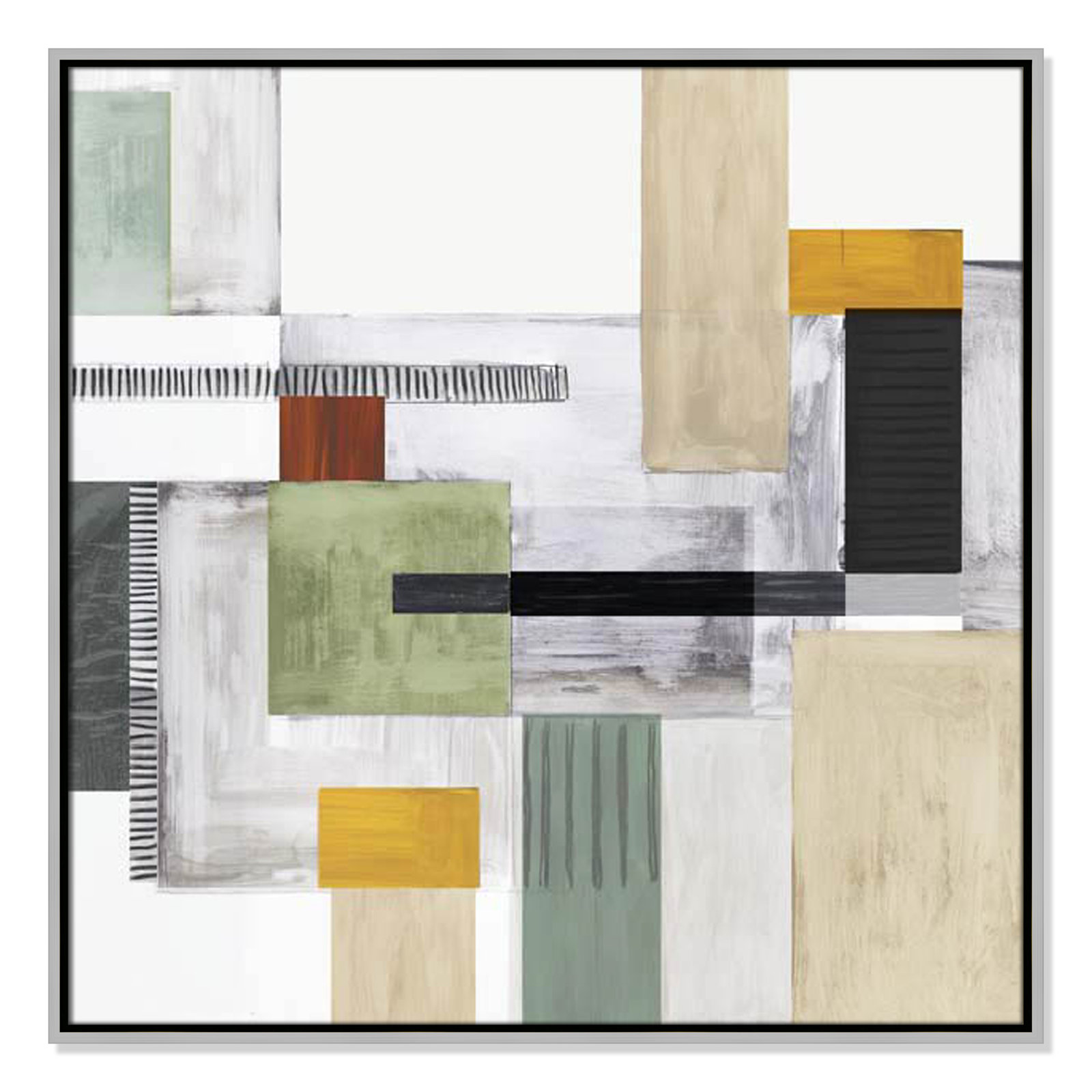 Playful Blocks Print, 31.5" H x 31.5" W x 2" D, Silver Floater Framed