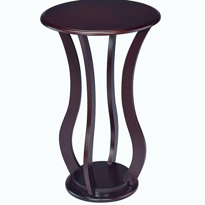 Cherry Wood Round Accent Table With Faux Marble Top | Gift Idea