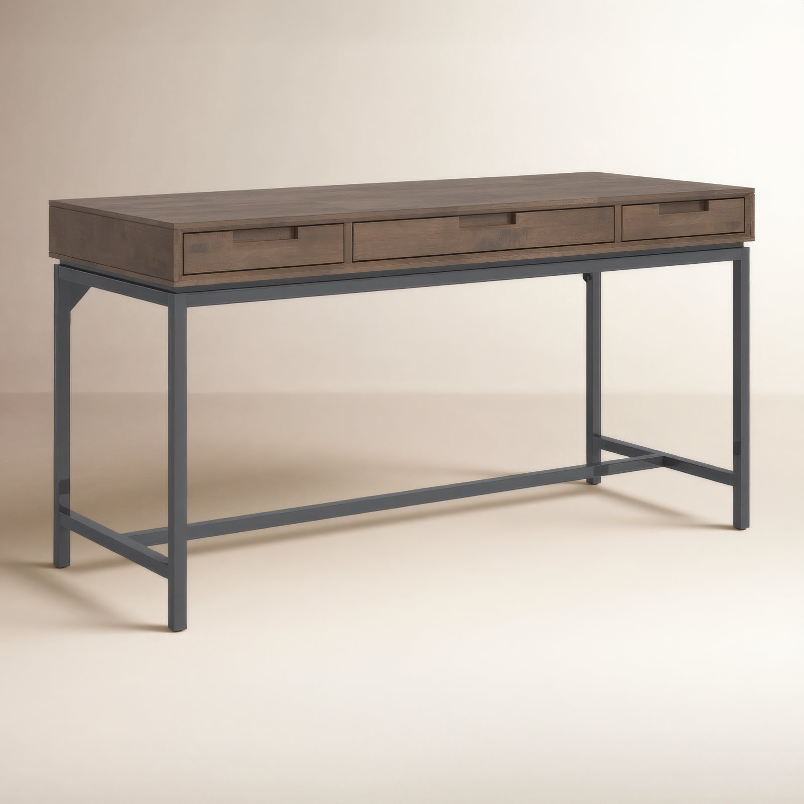 Lars Writing Desk, Walnut Brown/Black, 31.50" H x 60" W x 24" D