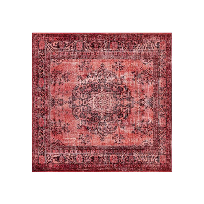Tapis rouge à motif tissé rétro, Rectangle 3 pi 10 po x 5 pi 3 po