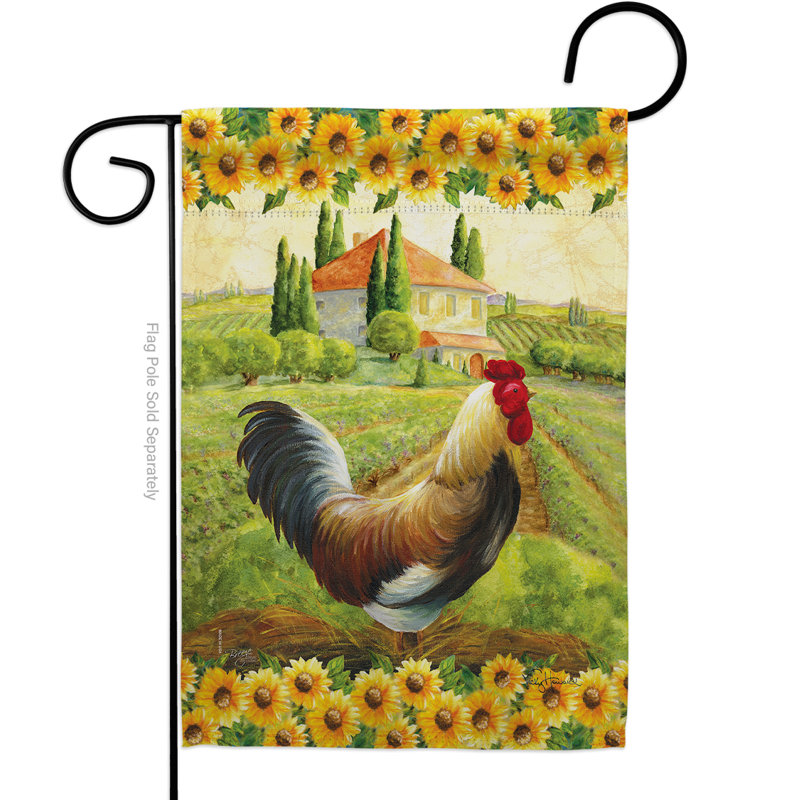 Mélange de polyester à 2 côtés 19 x 13 po country coq drapeau de jardin