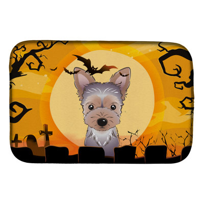 Tapis de séchage yorkie chiot halloween