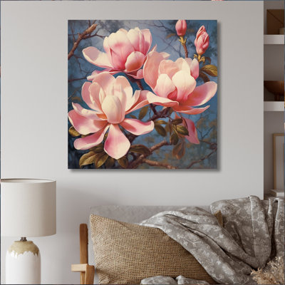 «Pink White Magnolias Elegance Landscape» sur toile
