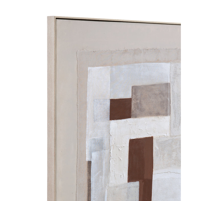 Art mural abstrait sur toile neutre en bois naturel Amsterdam
