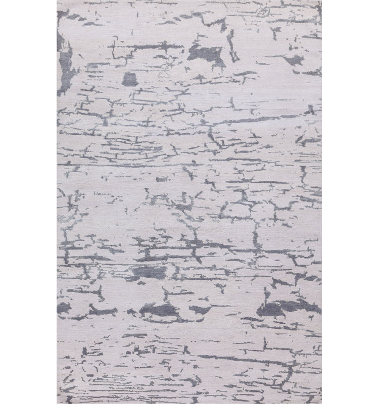 Jasper Hand Woven Silk and Wool Abstract Area Rug, Rectangle 3' x 6'