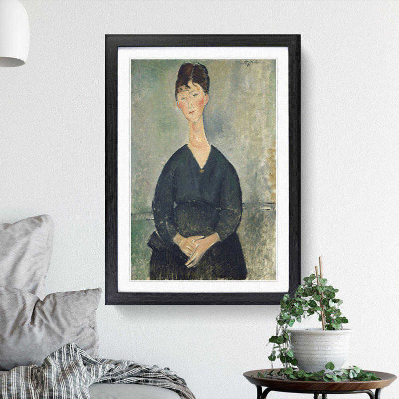 Cafe Singer by Amedeo Modigliani - Picture Frame Painting, 65cm H x 48cm W x 2cm D, Black Framed