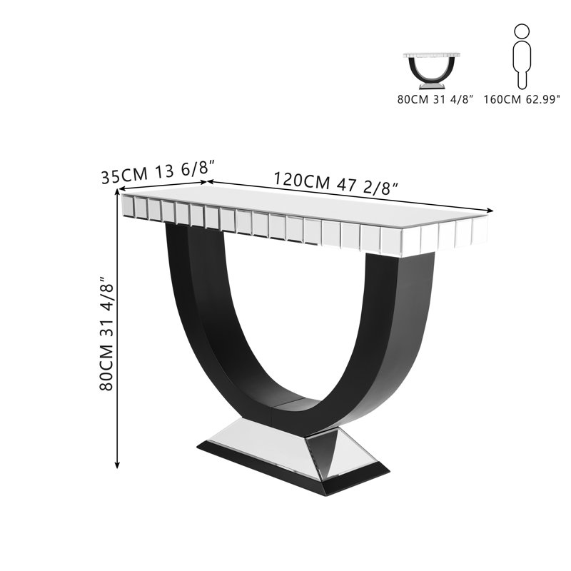 Petka 47.24" Mirrored Glass Console Table