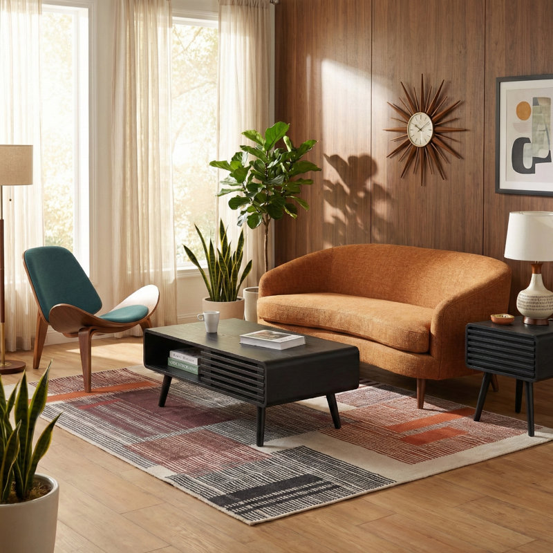 Bria 2-Piece Living Room Table Set, 2 Pieces: Coffee Table, End Table, Black