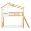Lit superposé simple au-dessus d'un lit simple en bois avec toit, fenêtre et échelle
