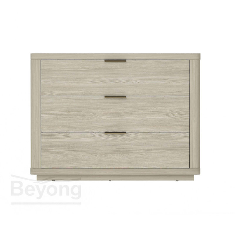 Table de chevet moderne avec 32 tiroirs pleine extension Evelyn Modern 32, Naturel