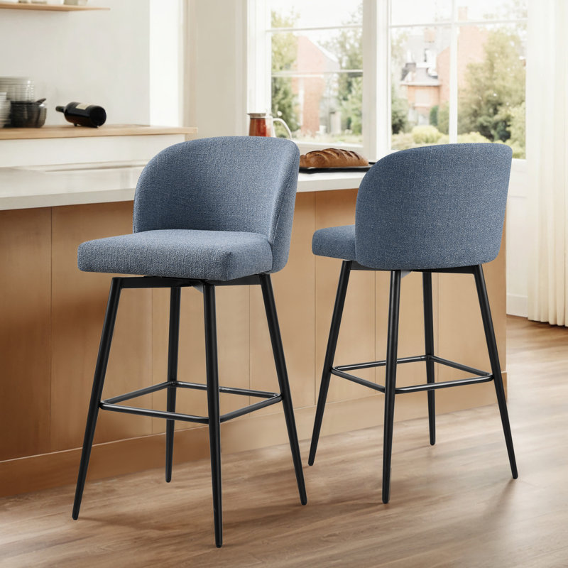 Tabouret de bar et de bar Benedit, Tabouret de bar (siège d'une hauteur de 30 po), Gris bleu, 2