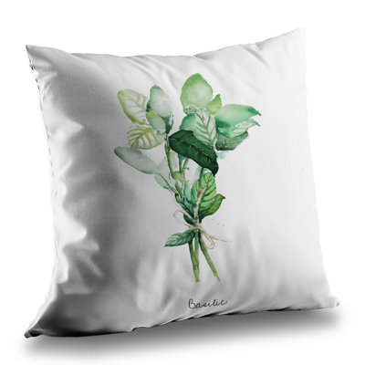 Tied Up Basil Leaves Bundle - Illustrative Kitchen Throw Decor