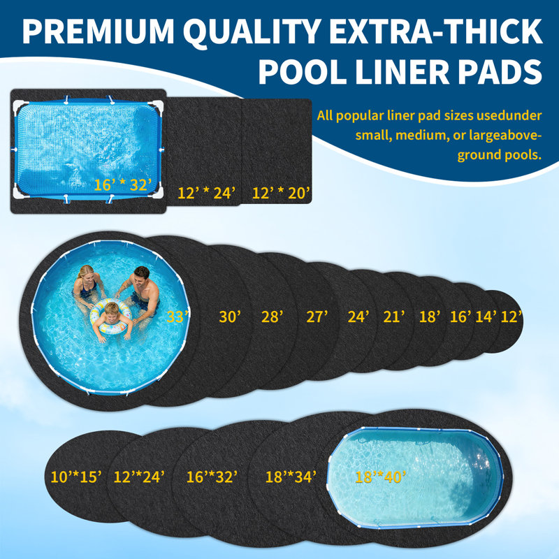 Tapis de piscine ovale robuste pour piscines hors terre, H 1 po x l 384 po x P 192 po