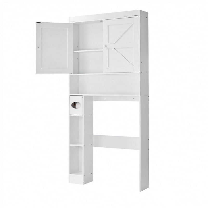 Armoire de rangement au-dessus de la toilette pour salle de bain avec tablette réglable blanche H 67,4 po