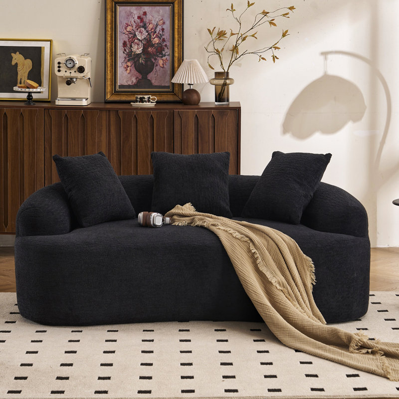 Causeuse courbée en tissu chenille, sans assemblage