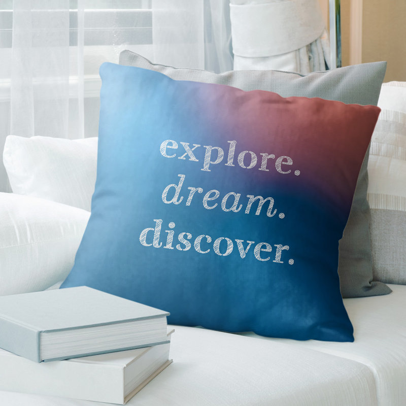 Coussin Handjet, 18 po x 18 po, Bleu / Rose, Housse de coussin seulement - sans coussin