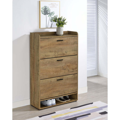 Space-Saving 3-Tier Shoe Cabinet with Tilt-Out Compartments