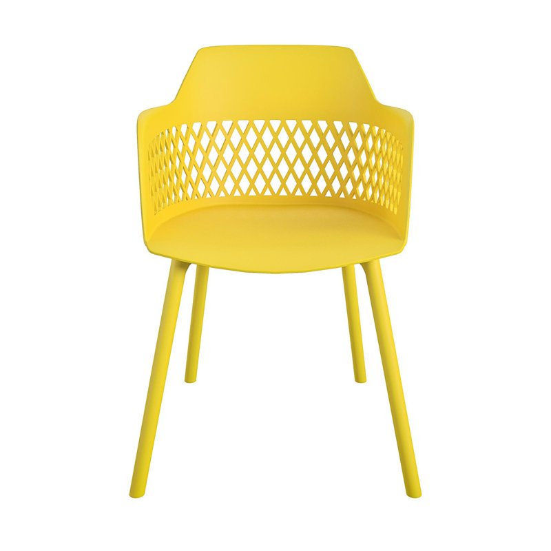 Shari Patio Dining Side Chair with Cushion, Yellow
