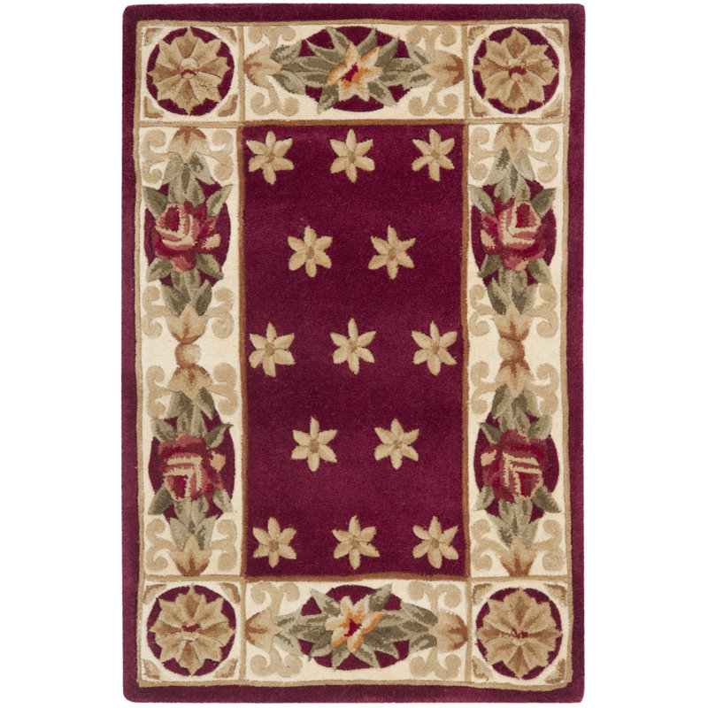 Lenora Hand Tufted Wool Pile Floral Rug, Rectangle 2' x 3'