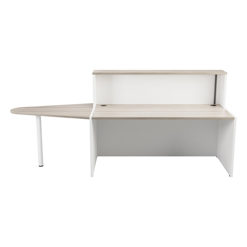 Buariki Rectangle Synthetic Laminate Reception Desk, Grey Oak/White