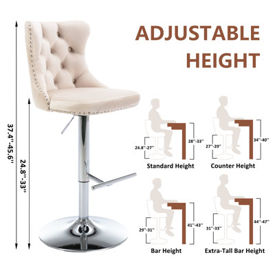 Tabouret de bar pivotant à hauteur réglable Daijiah