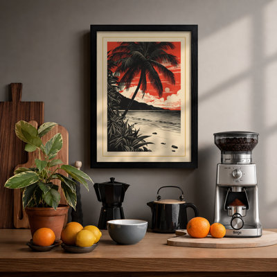 Tropical Sunset Coastal - Framed Print