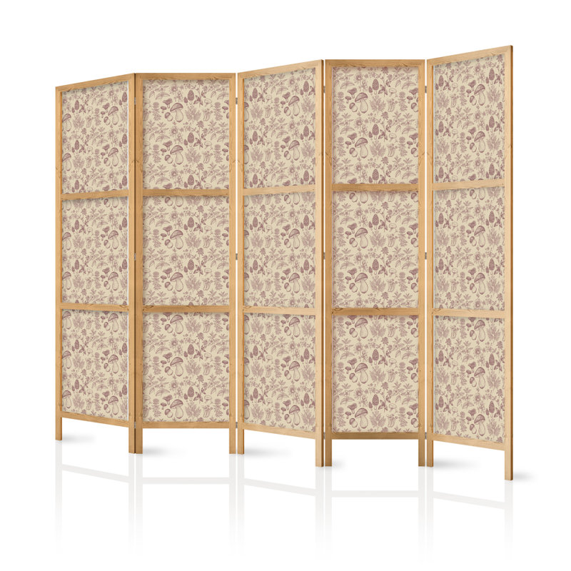 171cm H Solid Wood Folding Room Divider, 171cm H x 225cm W x 1.2cm D, 5