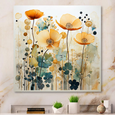 " Teal Orange Botanical Fragments III "