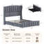 Structure de lit tapissier en velours, tête de lit capitonnée à oreilles de 54 po de hauteur, 4 tiroirs de rangement sous le lit, support robuste de 1 100 lb, conception silencieuse, aucun sommier tapissier requis-2021966084-2021966086