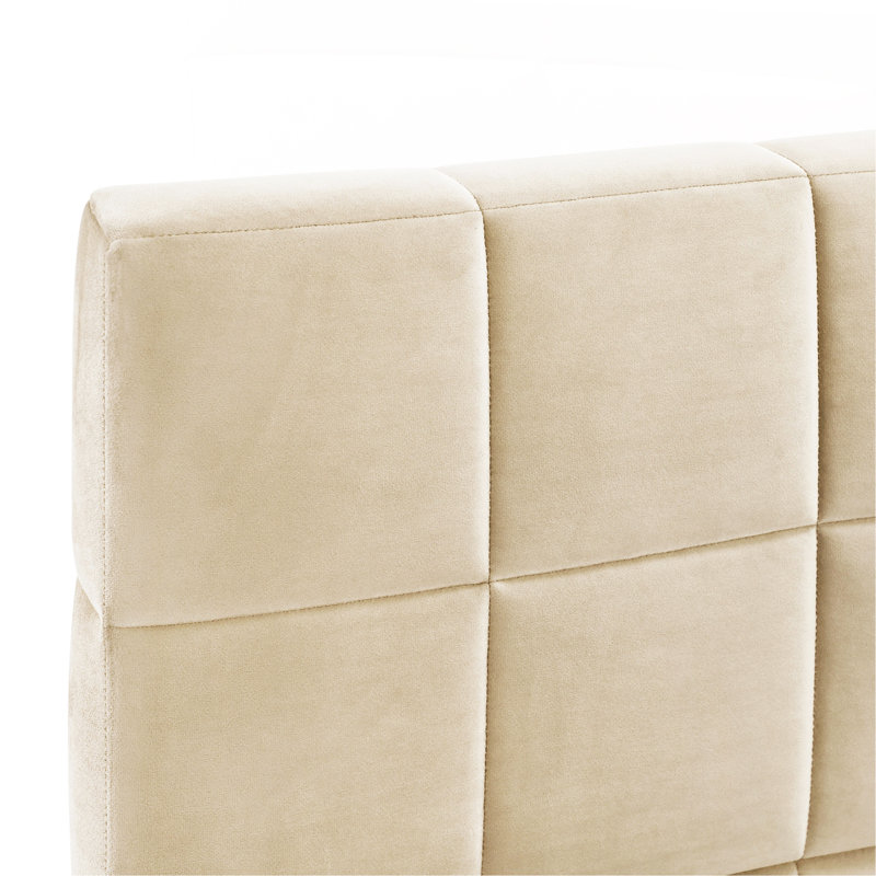 Structure de lit de jour double rembourrée pleine grandeur - beige, velours, Beige