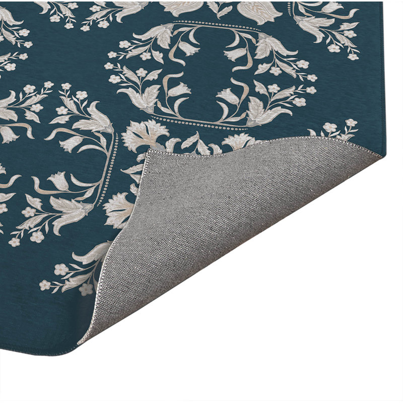 Tapis de cuisine à profil bas Rumi, Sarcelle, Rectangulaire 2 pi x 3 pi