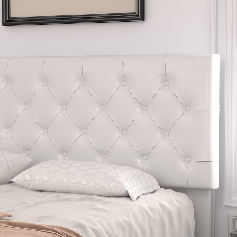 Darrach Upholstered Unfinished Platform Bed, White, Full