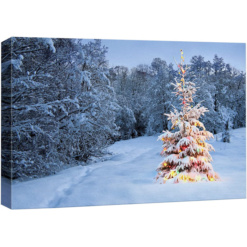 Christmas Holiday Celebration Graphic Art, 12" H x 18" W, Wrapped Canvas