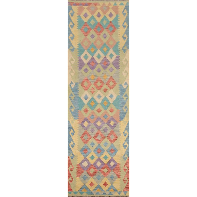 All-Over Wool Kilim Runner Rug 3x10