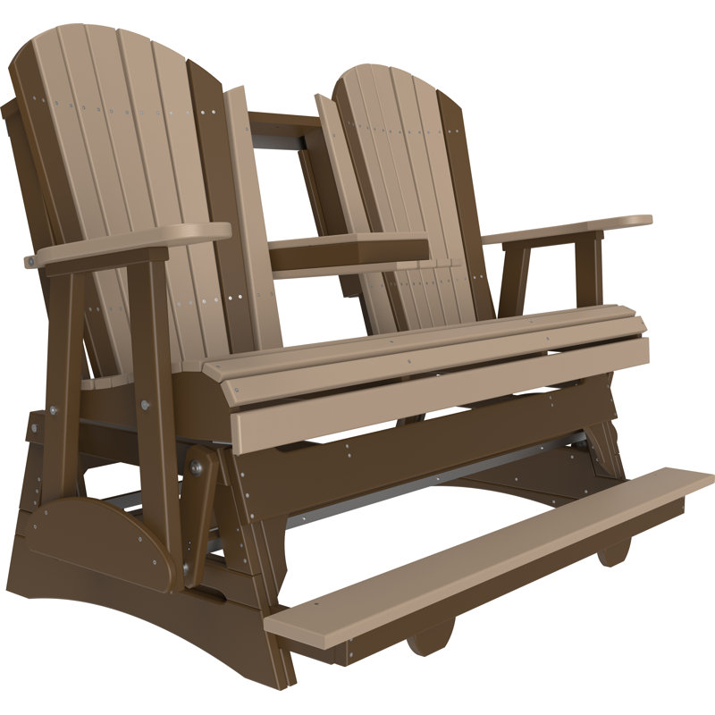 Banc d'extérieur coulissant en polywood, Brun pâle/brun foncé