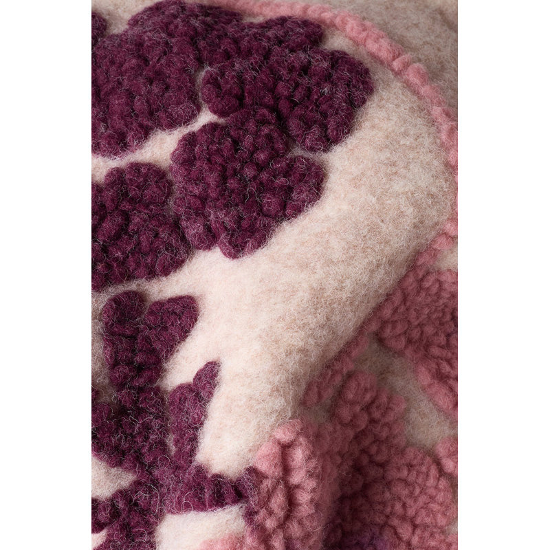  Boiled Wool Jacquard Throw Blanket, Pink/Peony/Bordeaux/Beige