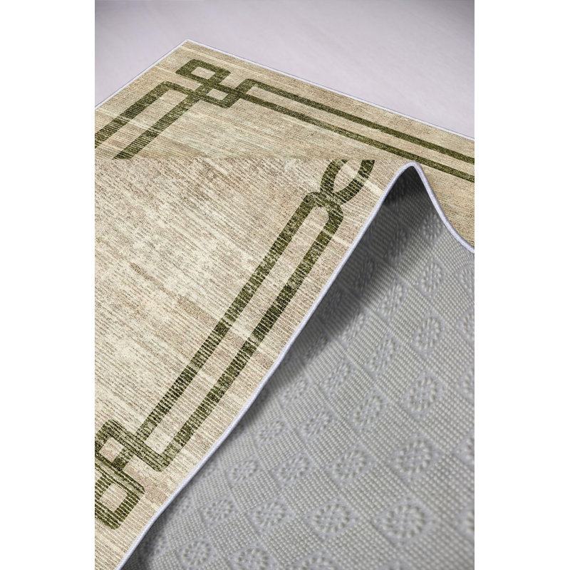 Stylish Area Carpet, Grey, 4.6 x 7.2 Feet | 100% Polyester, 650 g/m² | Antibacterial, Eco-Friendly, Non-Slip PVC Dot Underside | Machine Washable, Digital Printed, Perfect for Living Room & Bedroom Décor