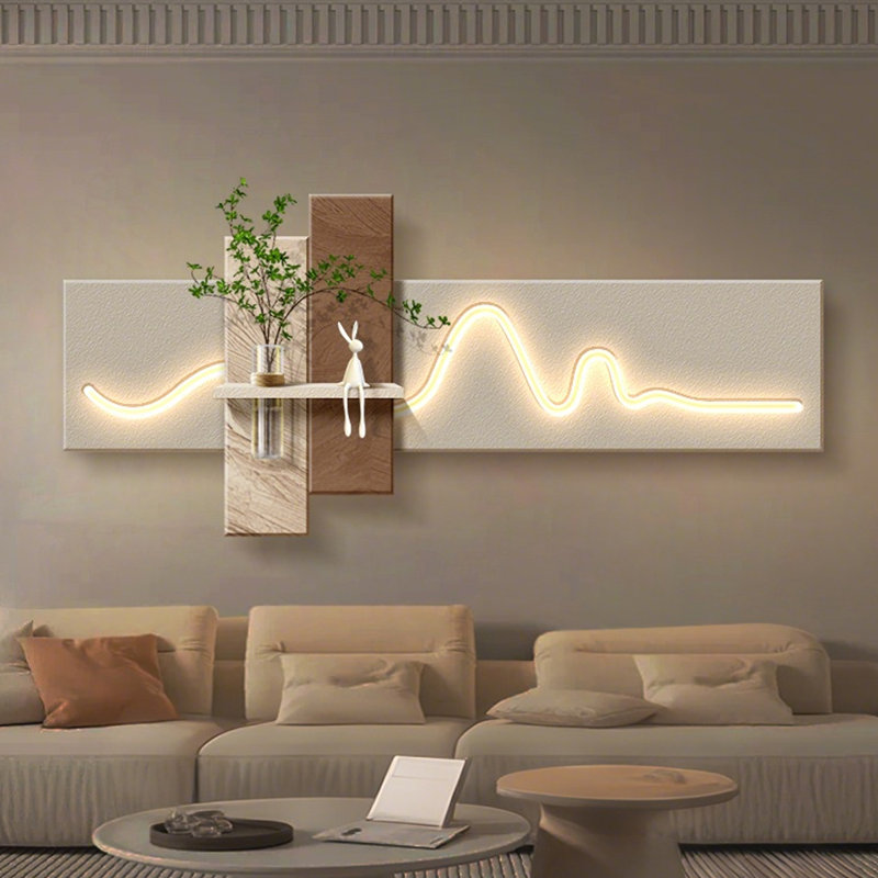 47.24"Cream-Style Three-dimensional Sandstone Decorative Painting With Hydroponic Plants, 10.63" H x 47.24" W x 5.91" D