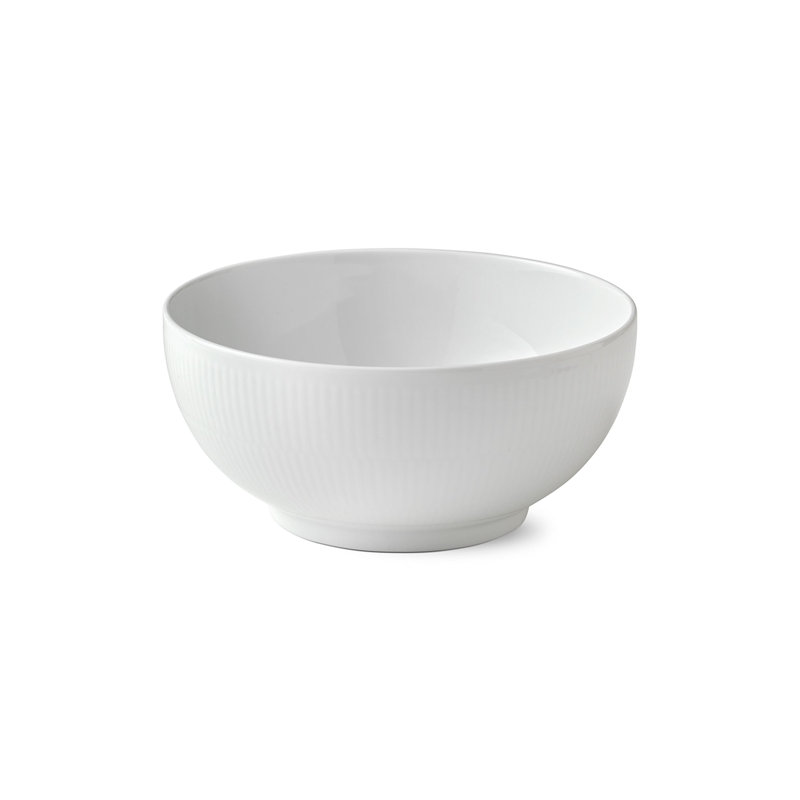 Royal Copenhagen White Fluted Serving Bowl, 3.7402" H x 8.2677" W x 8.2677" D