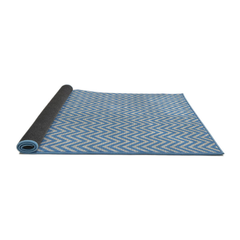 Tapis bleu tissé à la machine, Rond 6 pi
